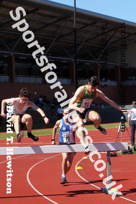 Senior mens and under-20s 3000 metres steeplechase, 2021 Northern Senior and Under-20s Champs., Leigh. Photo: David T. Hewitson/Sports for All Pics